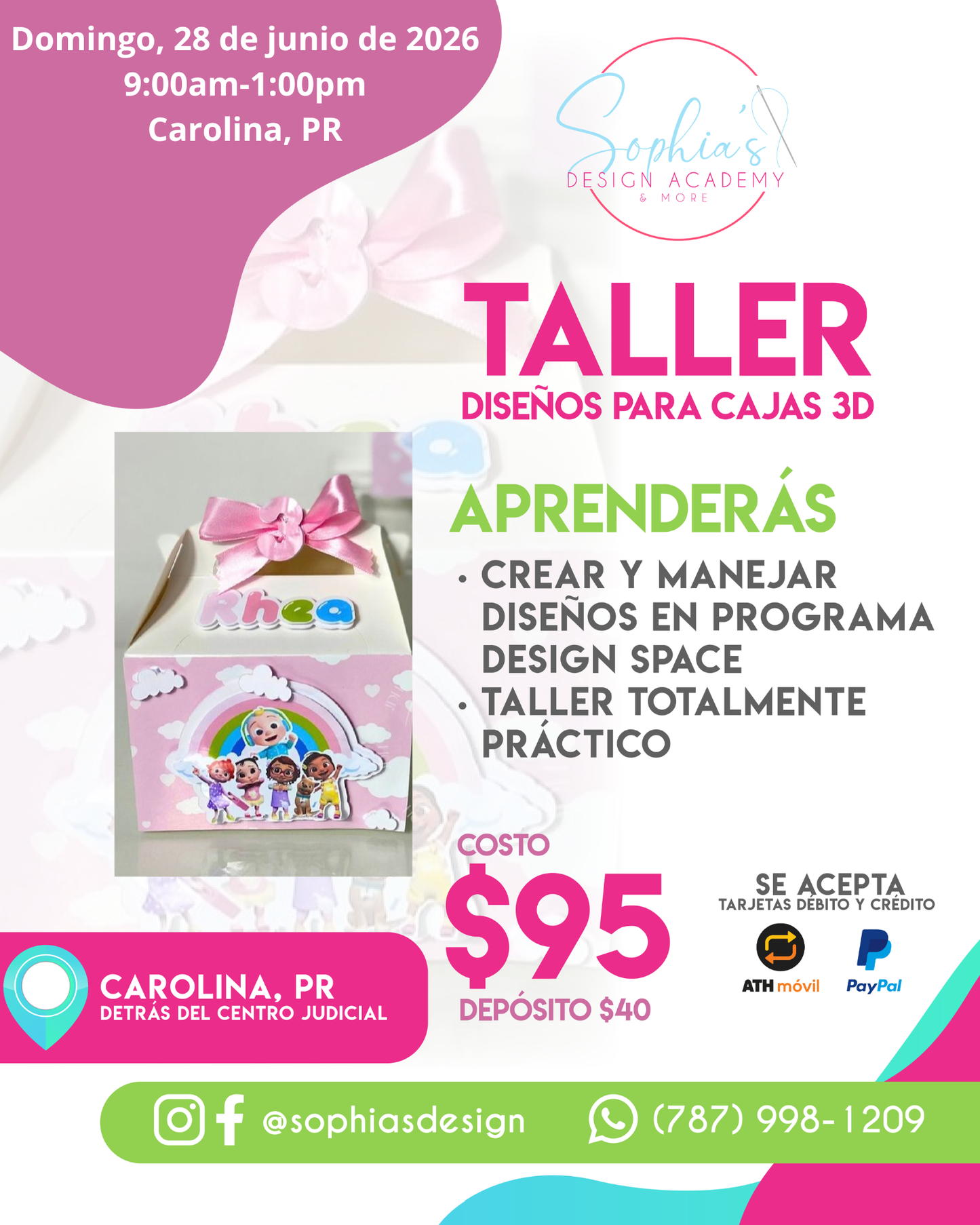 Taller Diseños para Cajas 3D - Domingo 26 de junio de 2026 (9:00a.m. - 1:00p.m.)