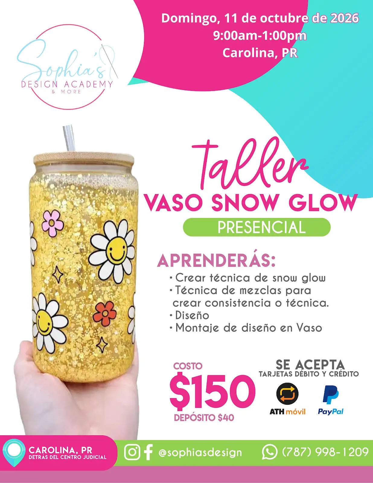 Taller Vaso Snow Glow - Domingo 11 de octubre de 2026 (9:00 a.m. - 1:00 p.m.)