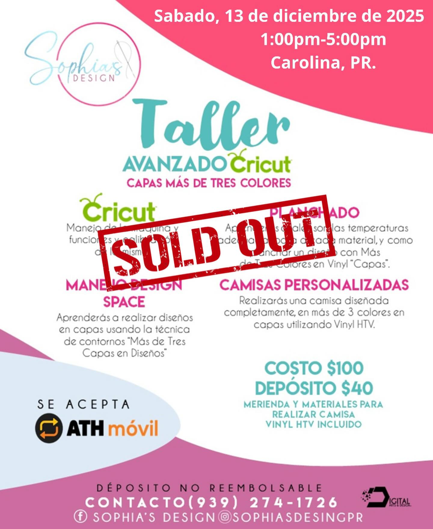 Taller Avanzado Cricut - Sábado 13 de diciembre de 2025 (1:00 p.m. - 5:00 p.m.)