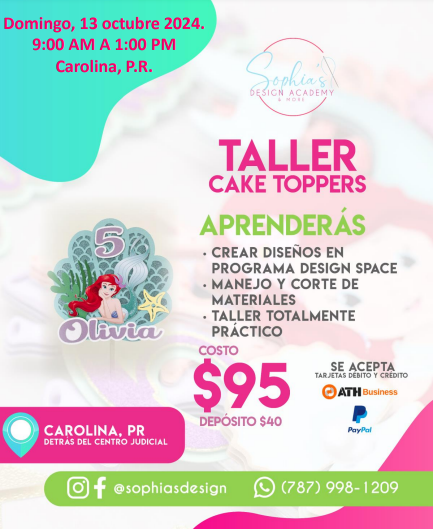 Taller Cake Topper 3D - Domingo 13 de octubre de 2024 (9:00 am a 1:00 pm)