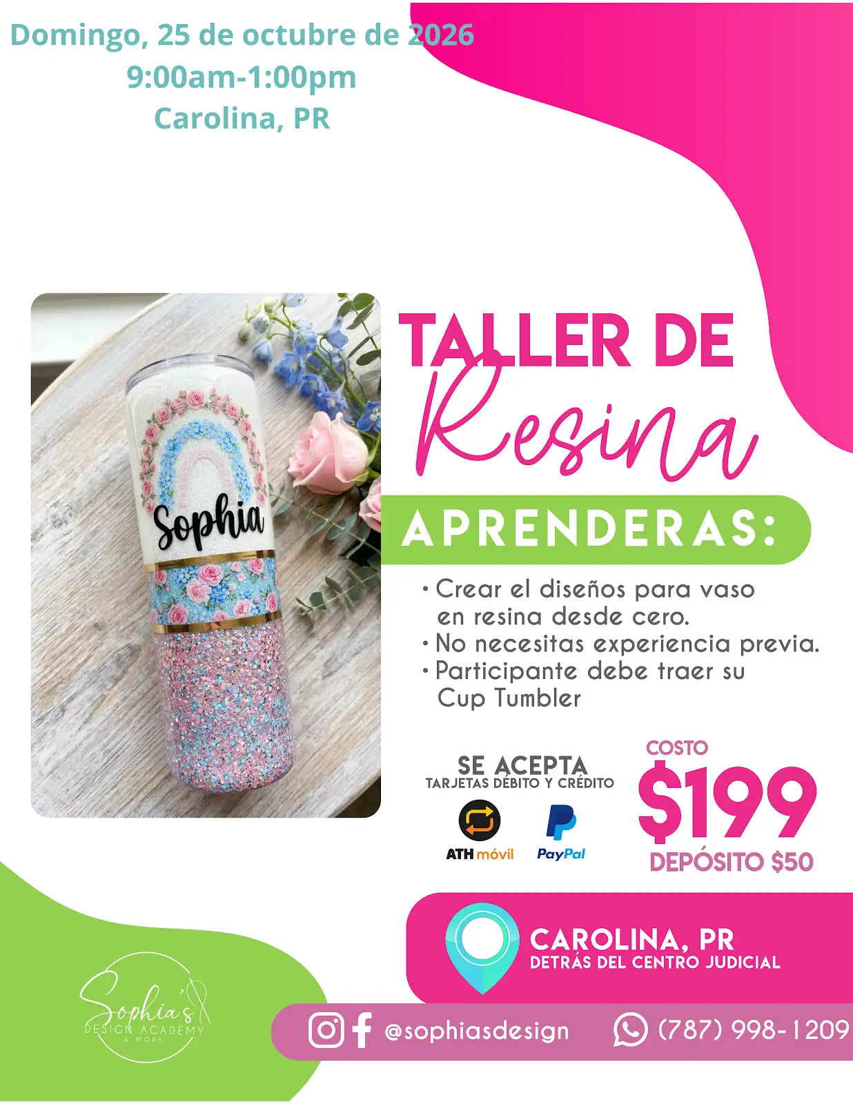 Taller de Resina - Domingo 25 de octubre de 2026 (9:00 a.m. - 1:00 p.m.)