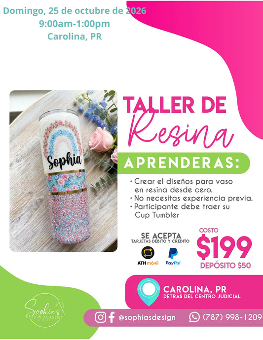 Taller de Resina - Domingo 25 de octubre de 2026 (9:00 a.m. - 1:00 p.m.)