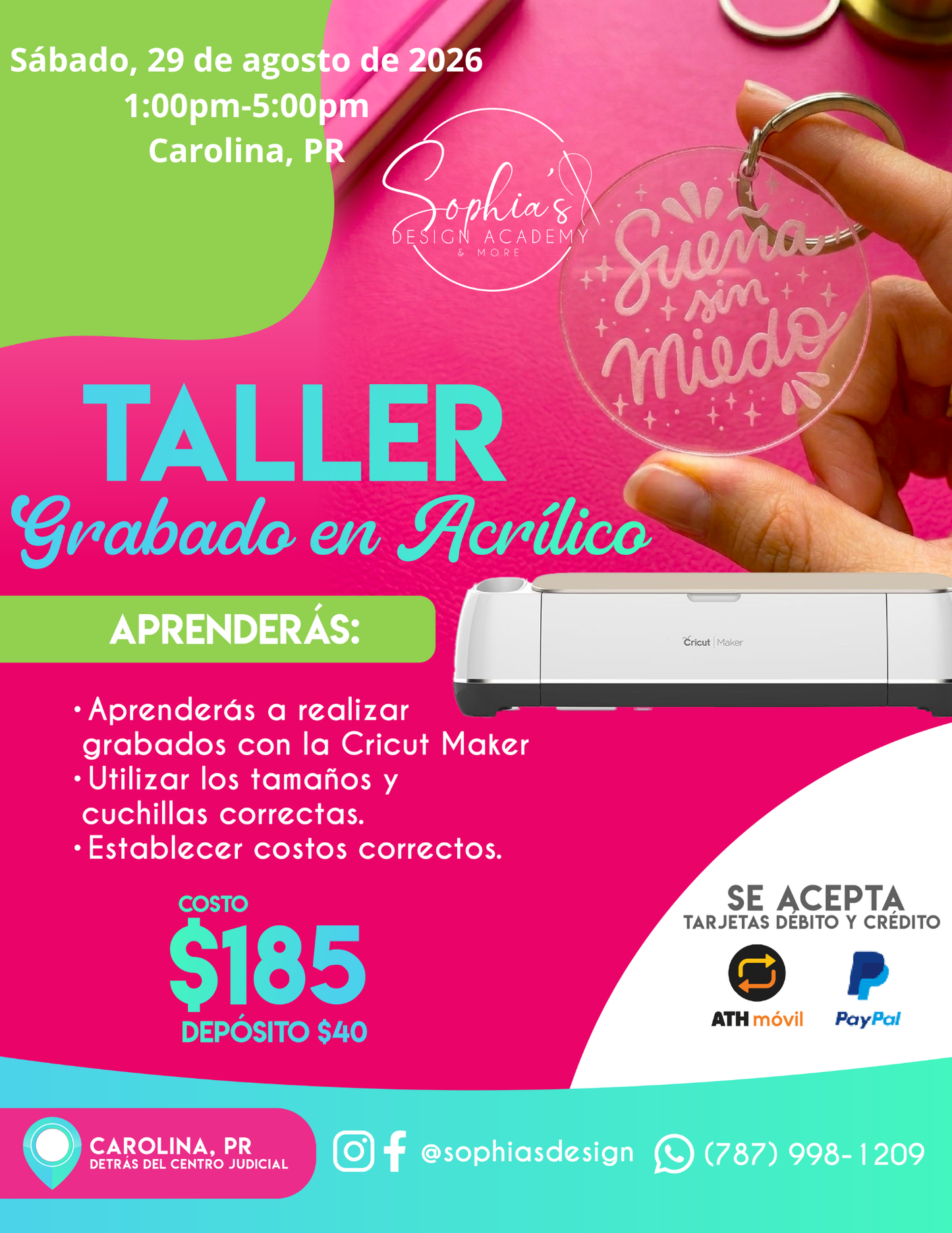Taller Grabado en Acrílico - Sábado 29 de agosto de 2026 (1:00 p.m. - 5:00p.m.)
