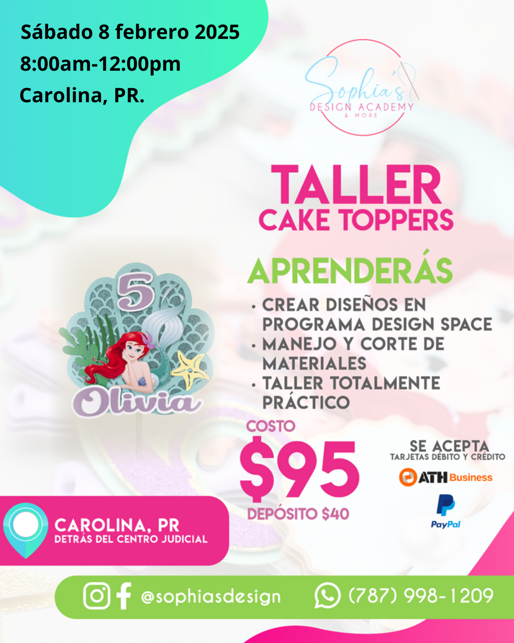 Taller Cake Topper 3D - Sábado 8 de febrero de 2025 (8:00 am a 12:00 pm)