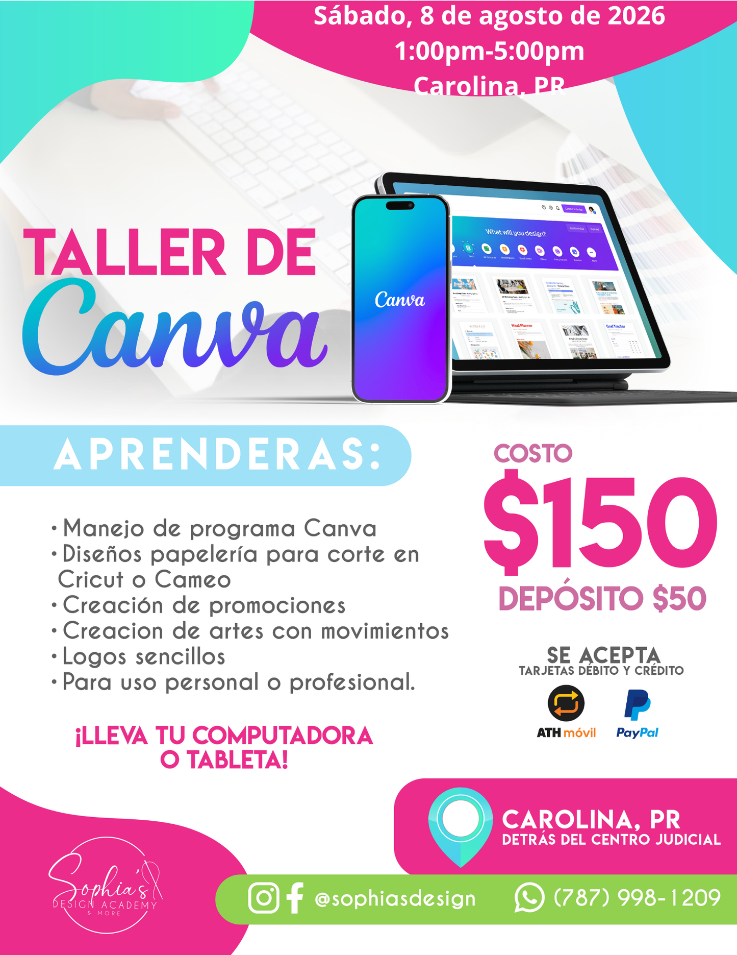 Taller Canva para Sublimar - Sábado 8 de agosto de 2026 (1:00 p.m. - 5:00 p.m.)