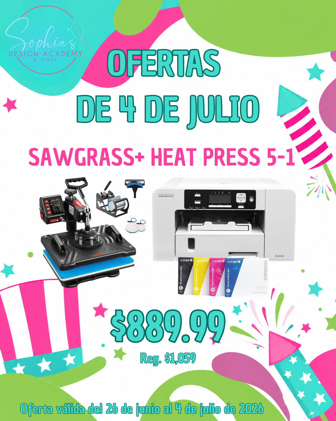 OFERTA SAWGRASS SG500 + heat press 5-1