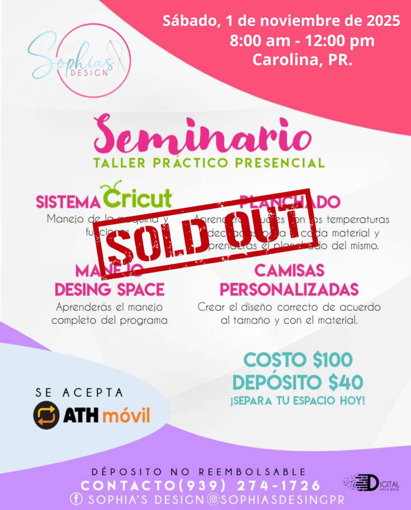 Taller Básico Cricut Práctico Presencial - sábado 1 de noviembre de 2025 (8:00a.m. - 12:00p.m.)