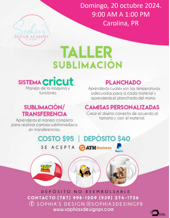 Taller Sublimación - Domingo 20 de octubre de 2024 (9:00 am a 1:00 pm)