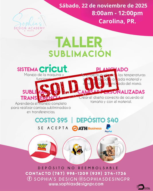 Taller Sublimación - Sabado 22 de noviembre de 2025 (8:00 am - 12:00 pm)
