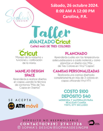 Taller Avanzado Cricut - Sábado 26 de octubre de 2024 (8 am a 12pm)