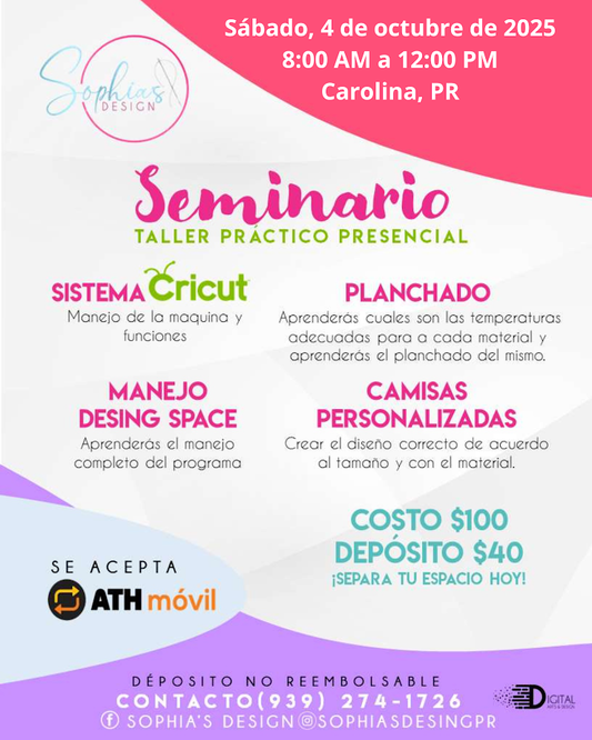 Taller Básico Cricut Práctico Presencial - Sábado 4 de octubre de 2025 (8:00a.m. - 12:00p.m.) (Copy)