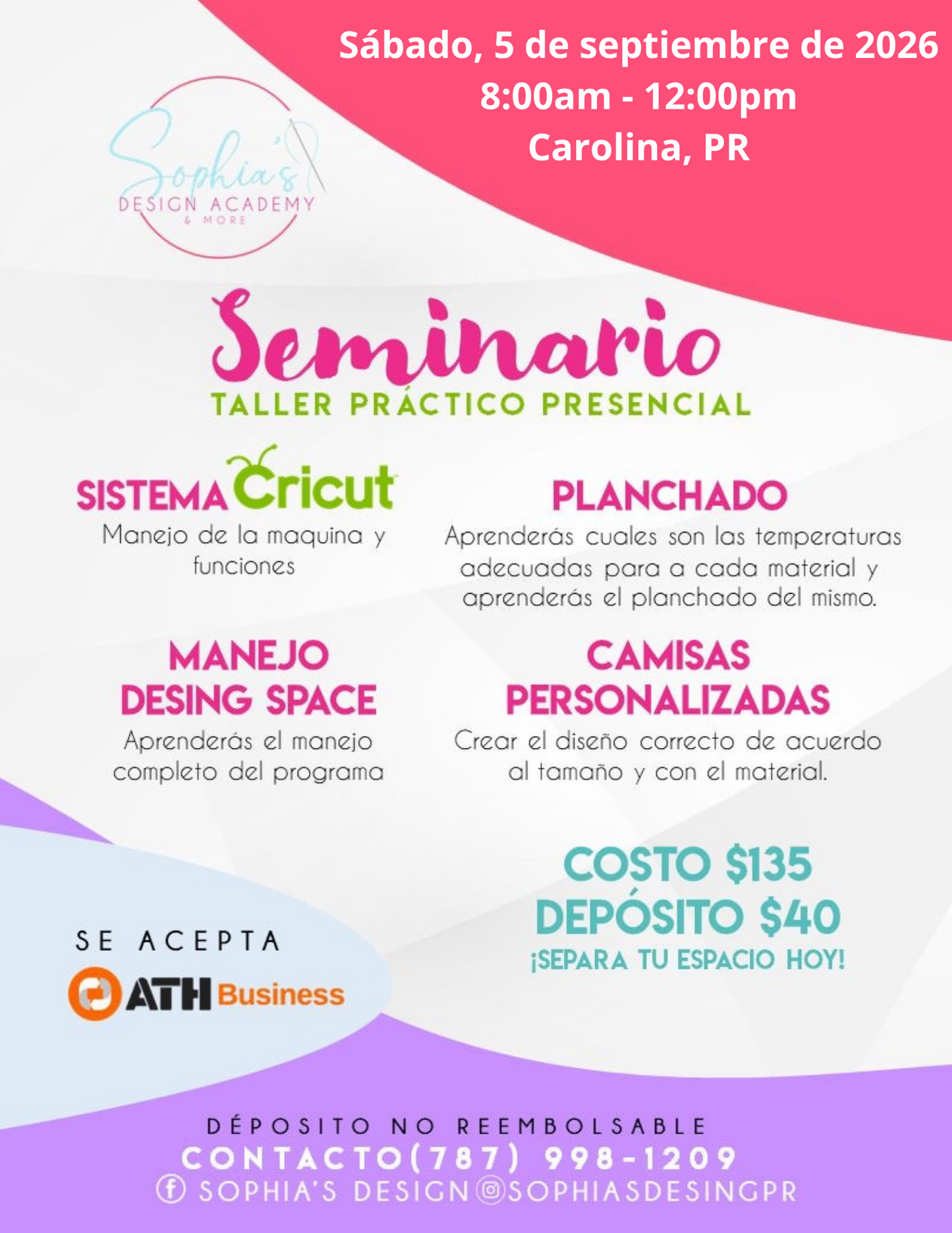Taller Básico Cricut Práctico Presencial - Sábado 5 de septiembre de 2026 (8:00a.m. a 12:00p.m.)