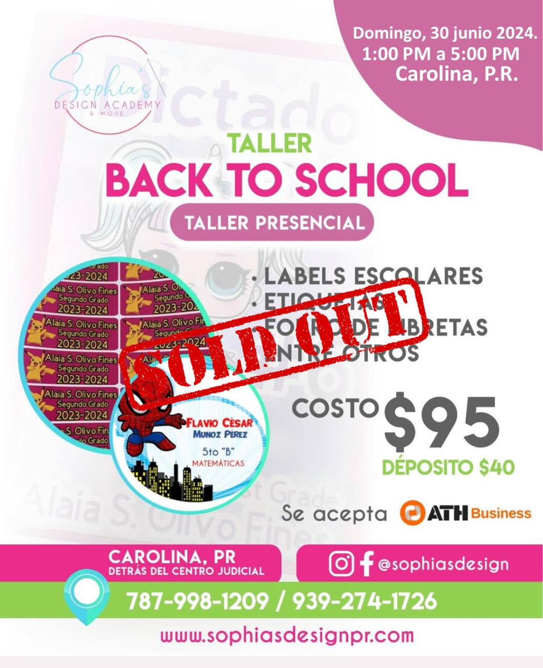 Taller Back to School - Domingo 30 de junio de 2024 (1:00 pm a 5:00 pm)