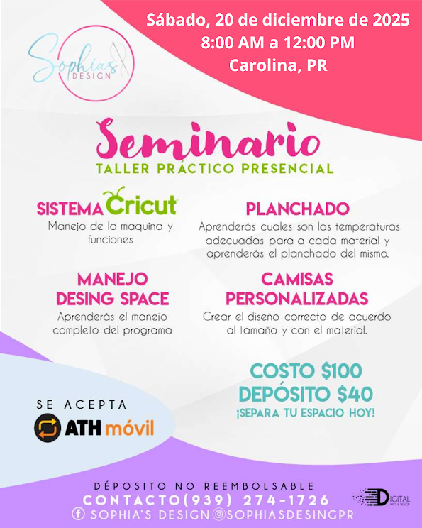 Taller Básico Cricut Práctico Presencial - Sábado 20 de diciembre de 2025 (8:00a.m. - 12:00p.m.)