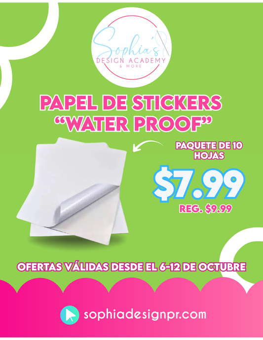 OFERTA Papel sticker water resistant