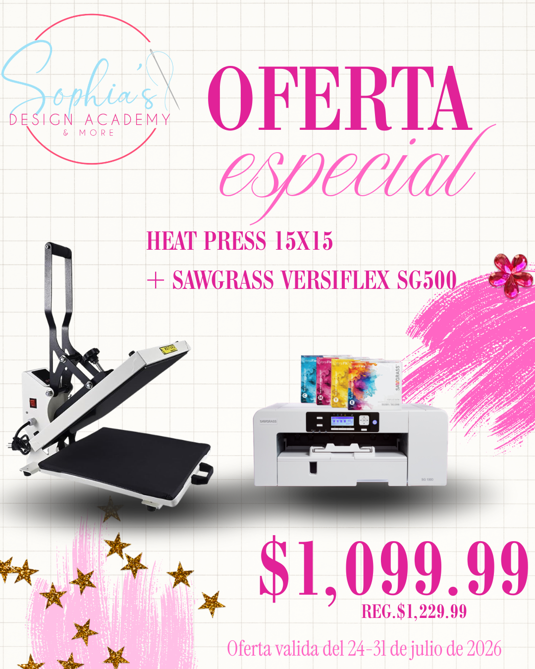 OFERTA SAWGRASS VERSIFLEX SG500 + heat press 15X15
