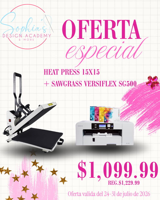 OFERTA SAWGRASS VERSIFLEX SG500 + heat press 15X15
