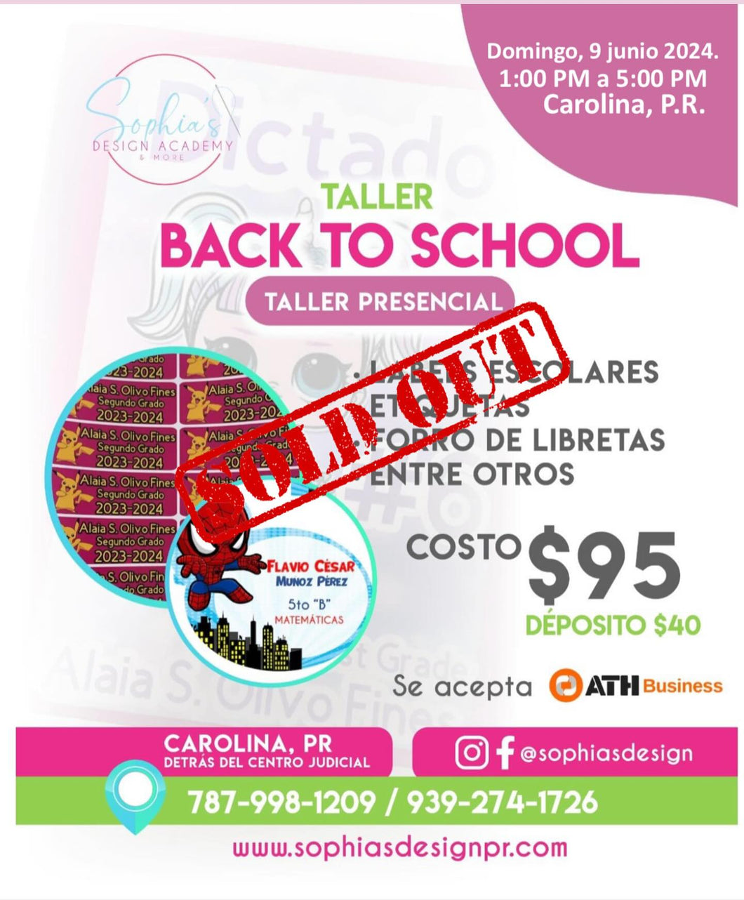 Taller Back to School - Domingo 9 de junio de 2024 (1:00 pm a 5:00 pm)