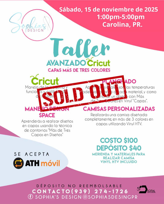 Taller Avanzado Cricut - Sábado 15 de noviembre de 2025 (1:00 p.m. - 5:00 p.m.)