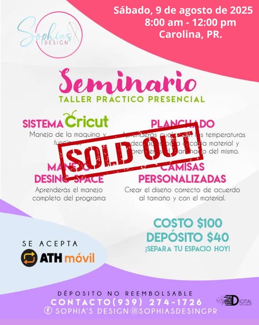 Taller Básico Cricut Práctico Presencial - Sábado 9 de agosto de 2025 (8:00a.m. - 12:00p.m.)