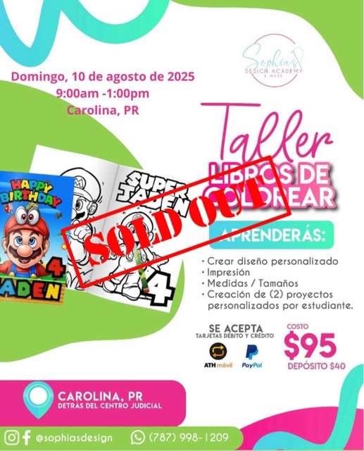 Taller Libros de Colorear - Domingo 10 de agosto de 2025 (9:00 a.m. - 1:00 p.m.)