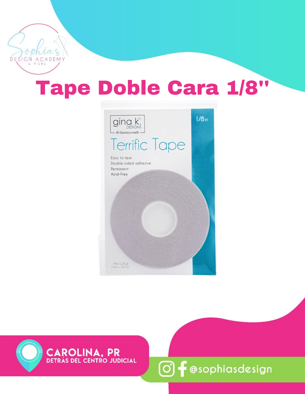 Tape Transparente Doble Cara 1/8''