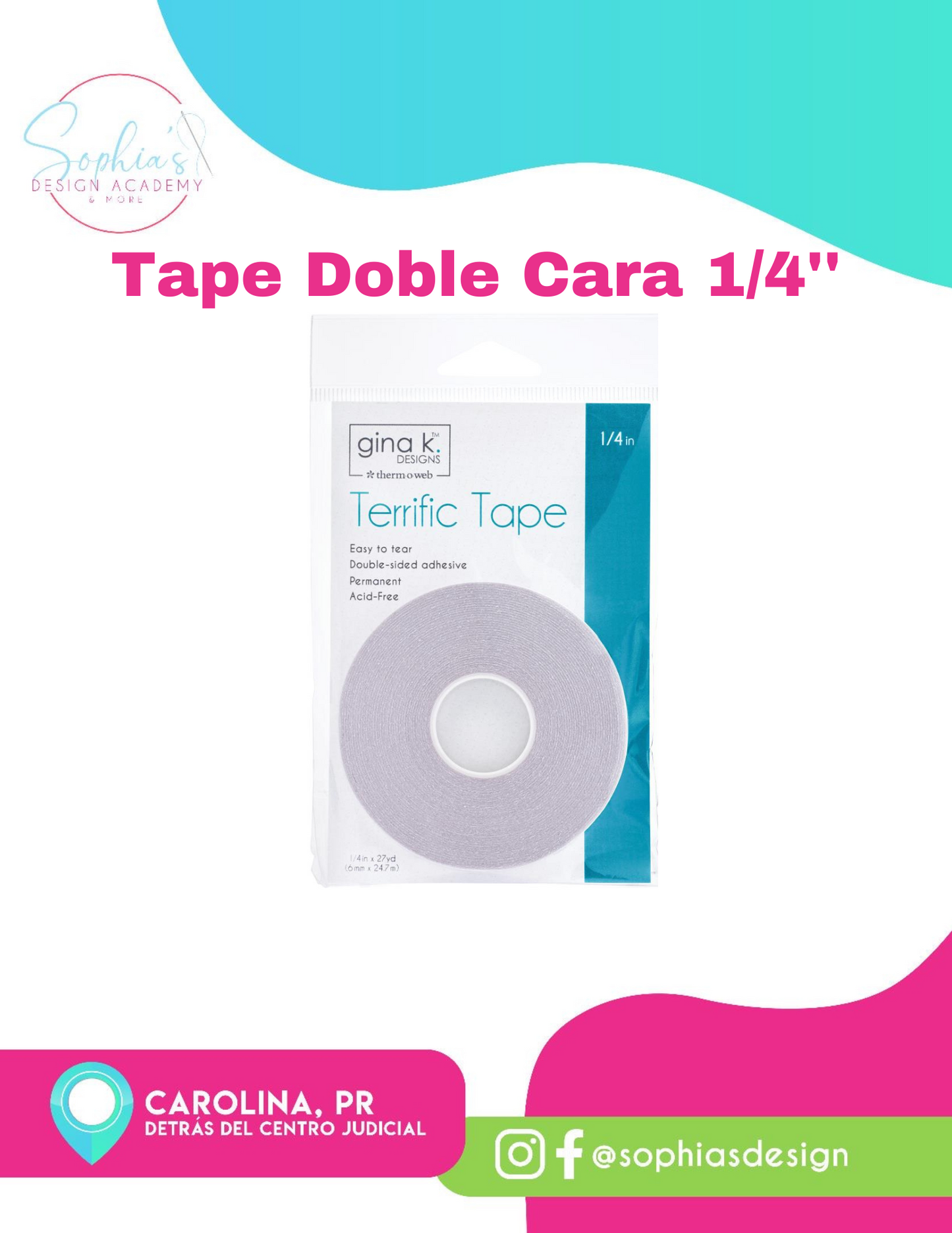 Tape Transparente Doble Cara 1/4''