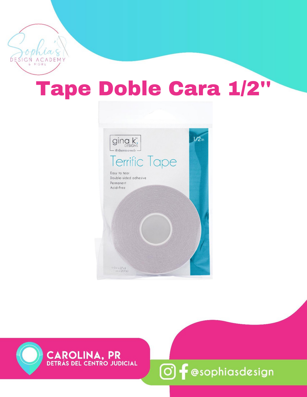 Tape Transparente Doble Cara 1/2''