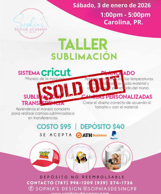 Taller Sublimación - Sábado 3 de enero de 2025 (1:00 pm - 5:00 pm)