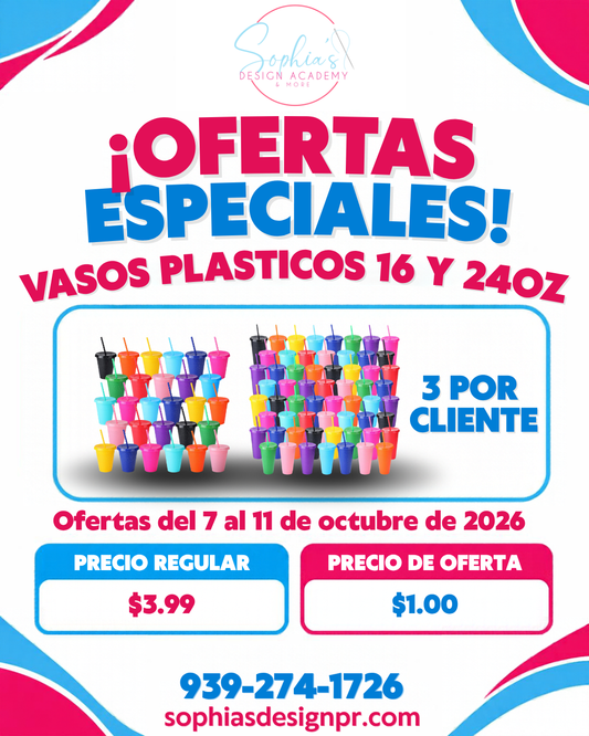 oferta Vaso con tapa de Plástico Reutilizable