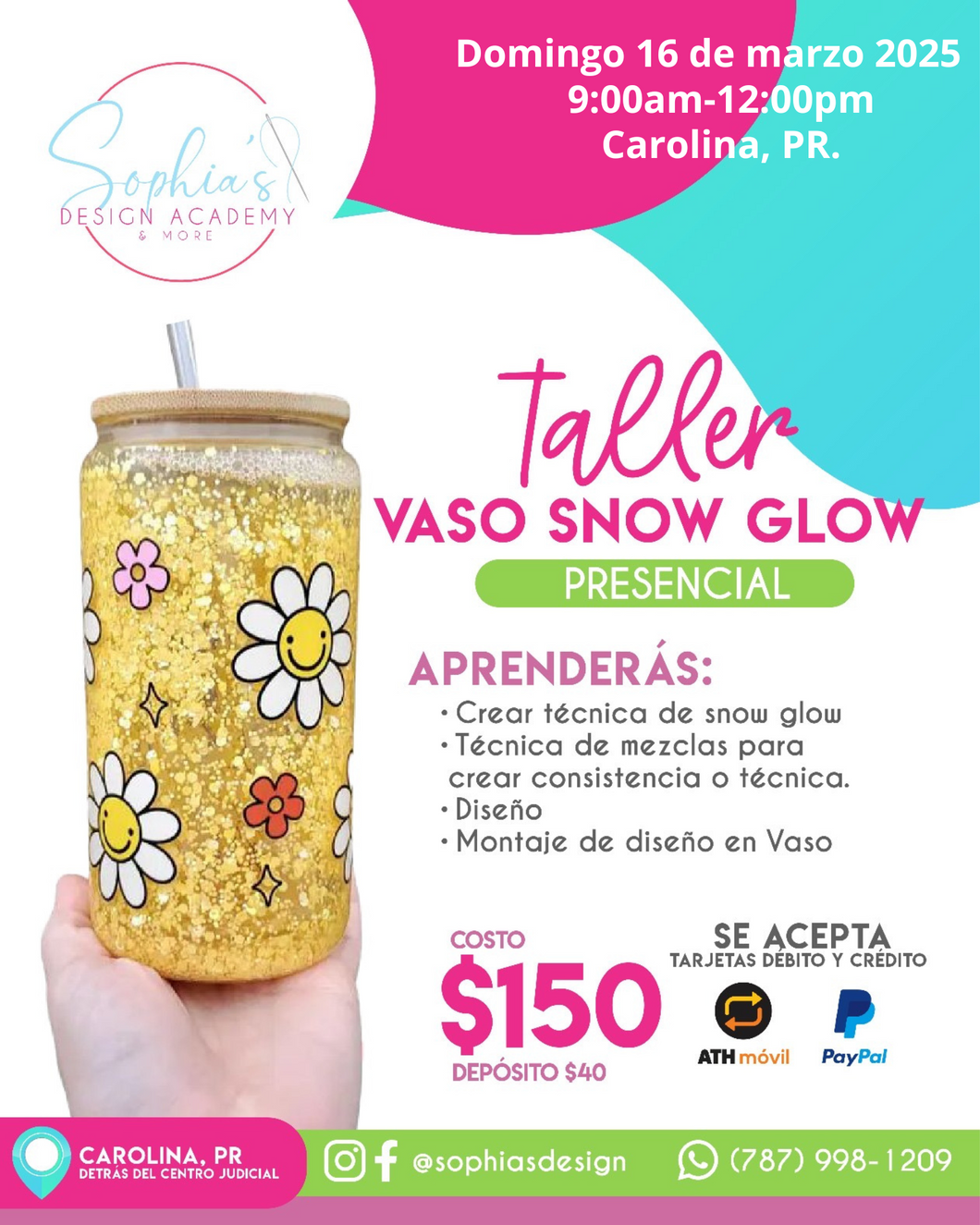 Taller Vaso Snow Glow Presencial - Domingo 16 de marzo de 2025 (9:00a.m. - 12:00p.m.)