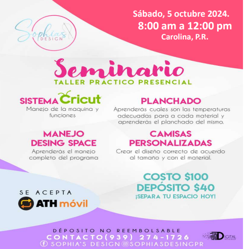 Taller Básico Cricut Práctico Presencial - Sábado 5 de octubre de 2024 (8:00 am - 12:00 pm)