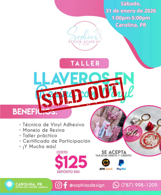 Taller Llaveros en Resina con Vinyl - Sábado 31 de enero 2026 (1:00 p.m. - 5:00p.m.)