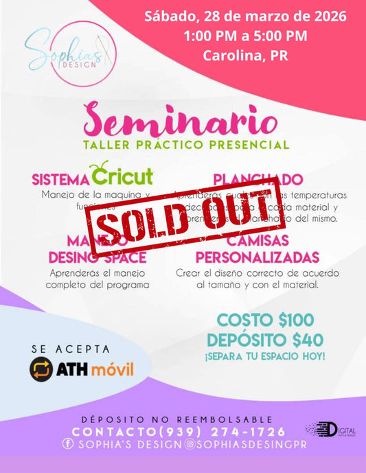 Taller Básico Cricut Práctico Presencial - Sábado 28 de marzo de 2026 (1:00 pm a 5:00 pm)
