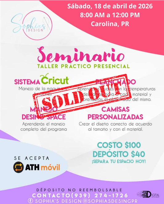 Taller Básico Cricut Práctico Presencial - Sábado 18 de abril de 2026 (8:00 am a 12:00 pm)