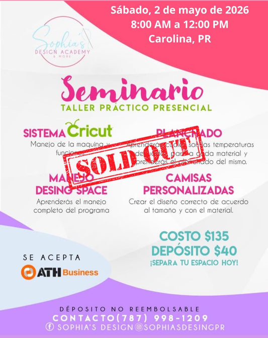 Taller Básico Cricut Práctico Presencial - Sábado 2 de mayo de 2026 (8:00 am a 12:00 pm)