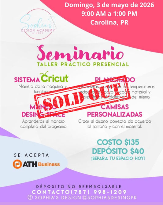 Taller Básico Cricut Práctico Presencial - Domingo 3 de mayo de 2026 (9:00 am a 1:00 pm)