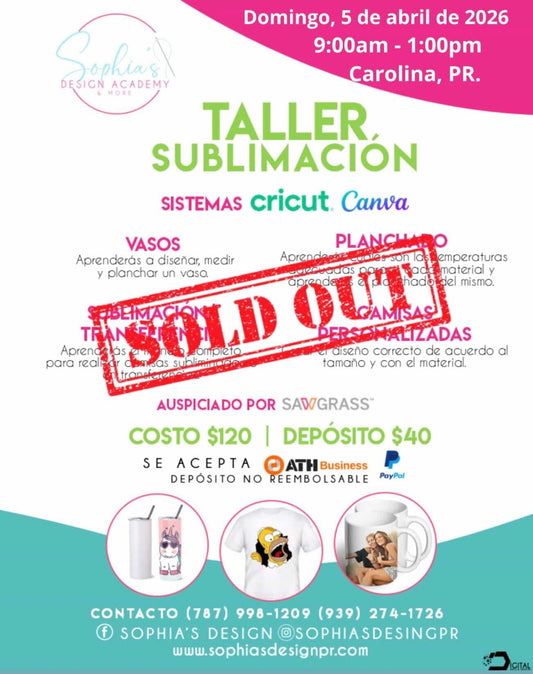 Taller Sublimación - Domingo 5 de abril de 2026 (9:00 a.m. - 1:00 p.m.)