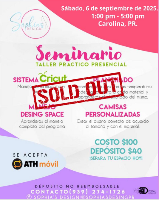 Taller Básico Cricut Práctico Presencial - Sábado 6 de septiembre de 2025 (1:00p.m. - 5:00p.m.)