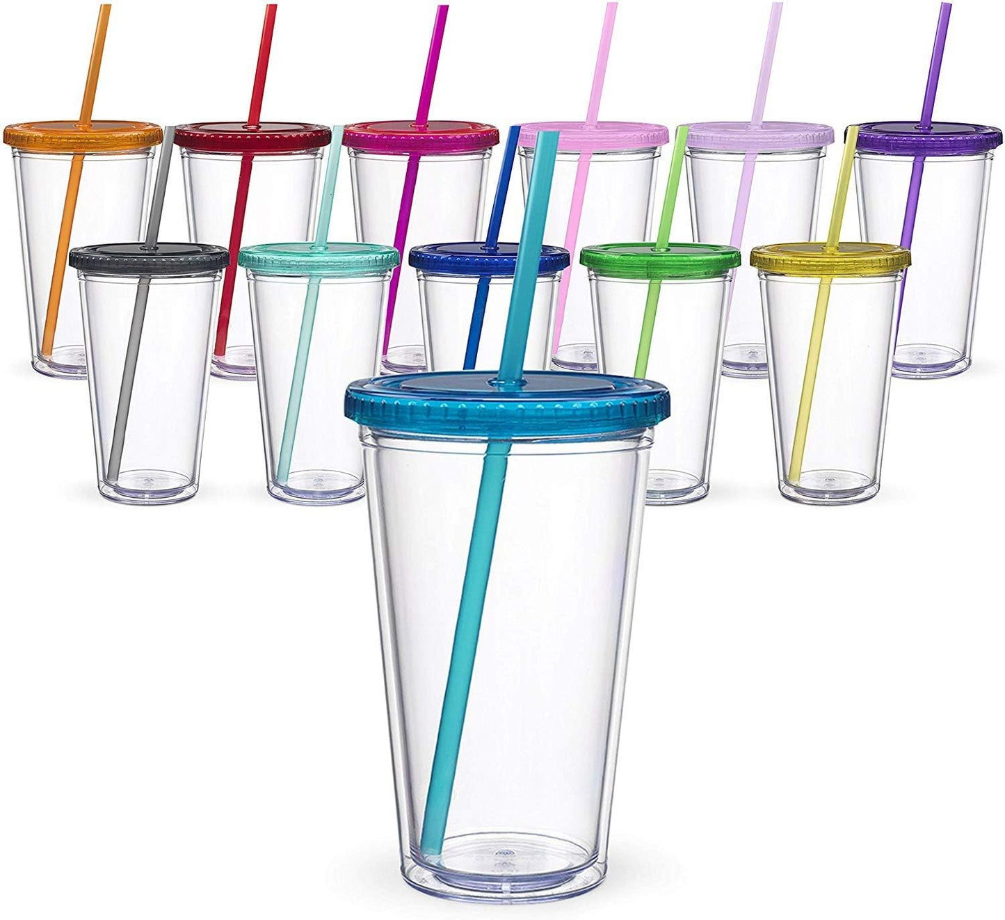 Vaso Transparente - Tapa Colores 16oz