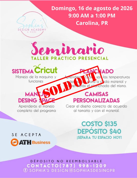 Taller Básico Cricut Práctico Presencial - Domingo 16 de agosto de 2026 (9:00a.m. a 1:00p.m.)