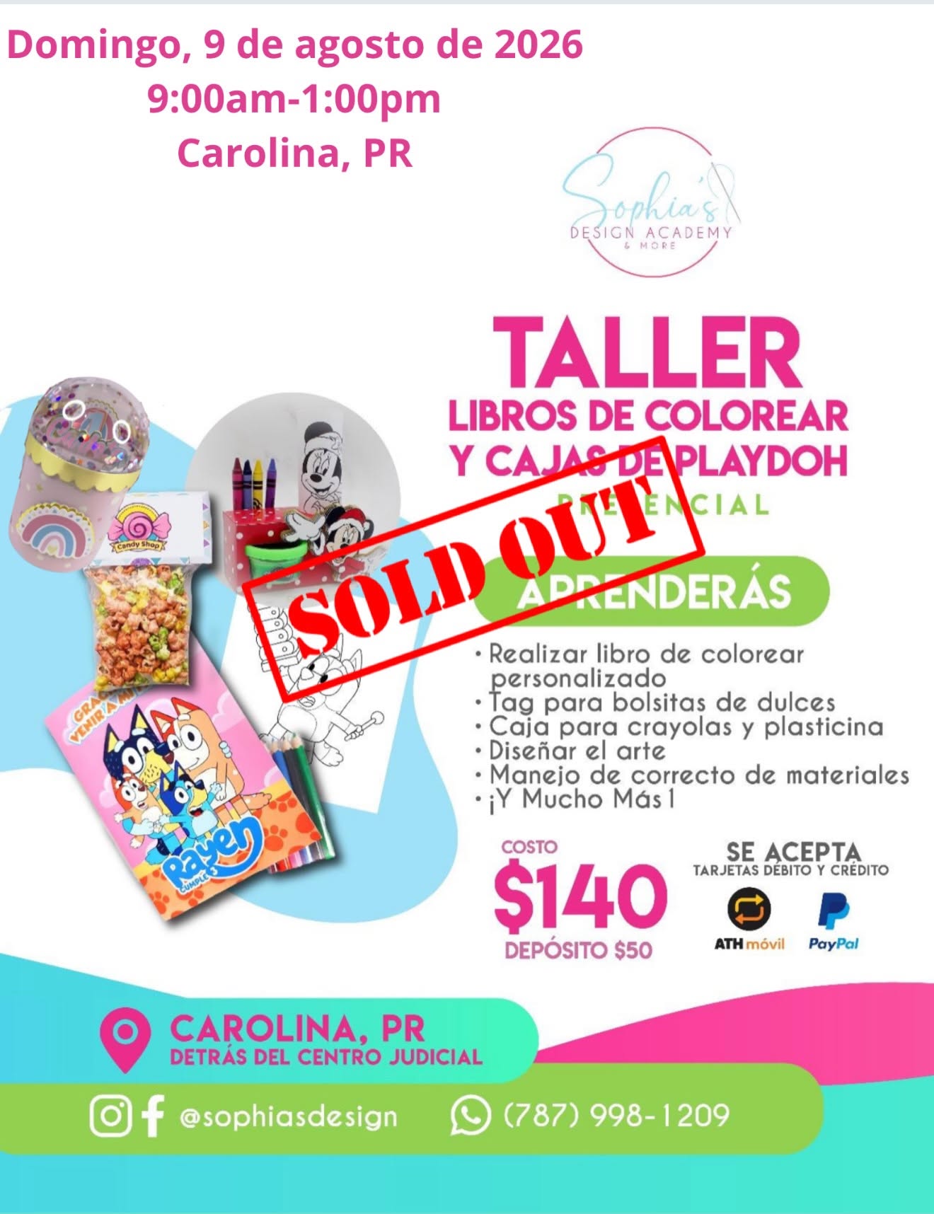 Taller Libros de Colorear y Cajas de Playdoh - Domingo 9 de agosto de 2026 (9:00am a 1:00pm)