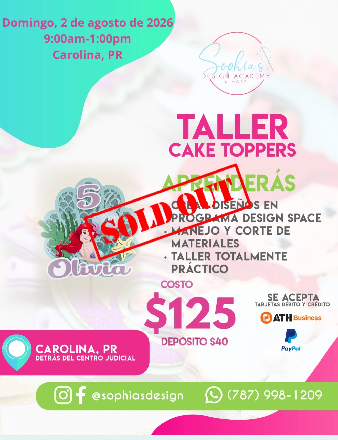 Taller Cake Topper - Domingo 2 de agosto de 2026 (9:00pm - 1:00pm)