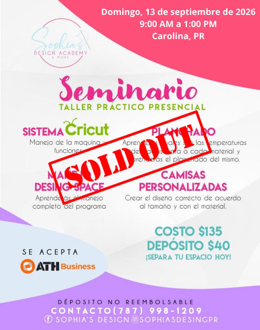 Taller Básico Cricut Práctico Presencial - Domingo 13 de septiembre de 2026 (9:00a.m. a 1:00p.m.)