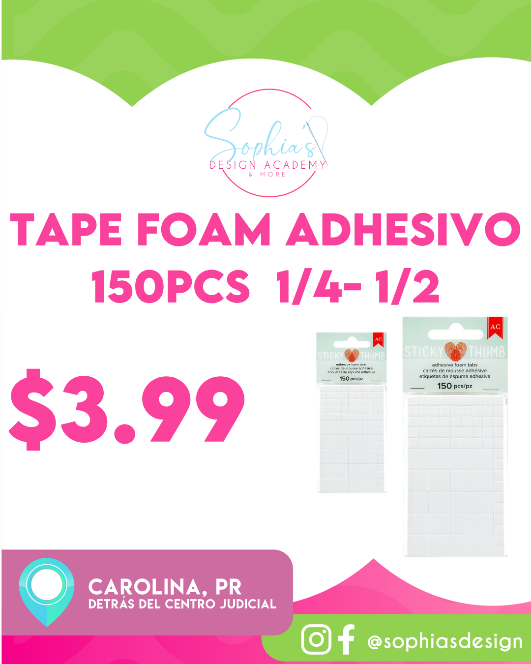 Tape Foam Adhesivo 150pcs  1/4- 1/2