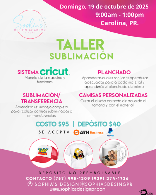 Taller Sublimación - Domingo 19 de octubre de 2025 (9:00 am - 1:00 pm)