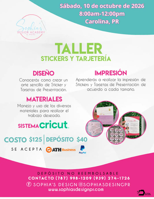 Taller Sticker y Tarjetería - Sábado 10 de octubre de 2026 (8:00 am a 12:00 pm)
