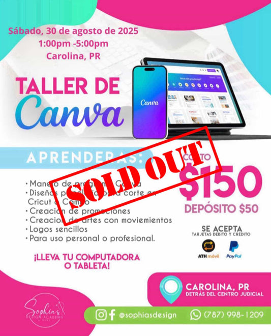 Taller Canva para Sublimar - Sábado 30 de agosto de 2025 (1:00 p.m. - 5:00 p.m.)