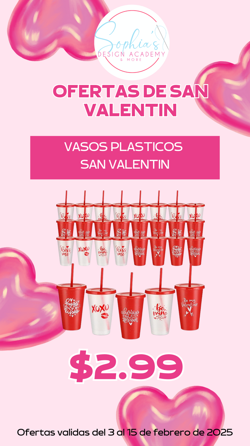 Oferta san valentin vasos plasticos