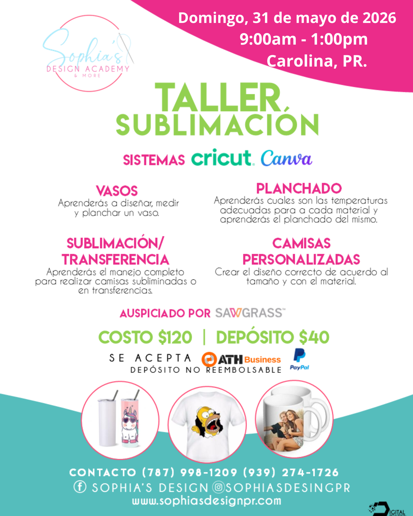 Taller Sublimación - Domingo 31 de mayo de 2026 (9:00a.m. - 1:00p.m.)